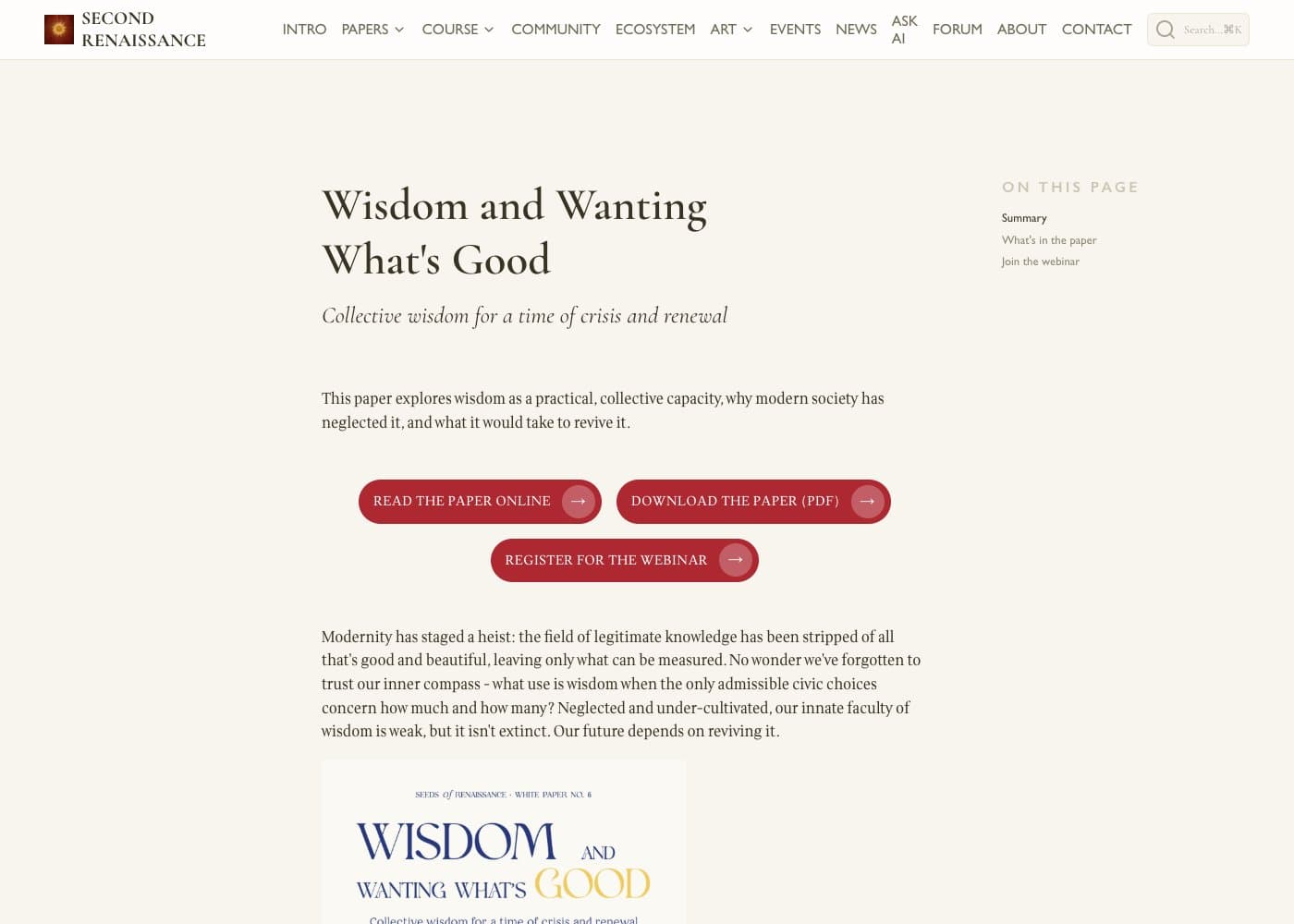 The paper's page on secondrenaissance.net